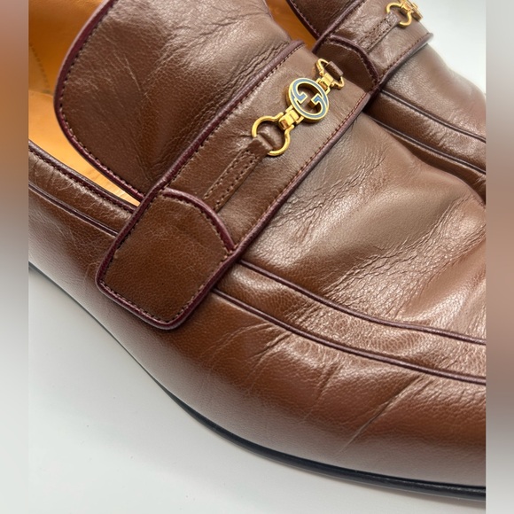 GUCCI Loafers Shoes GG Horsebit Brown Leather Men\'s UK Size 11 main image 4